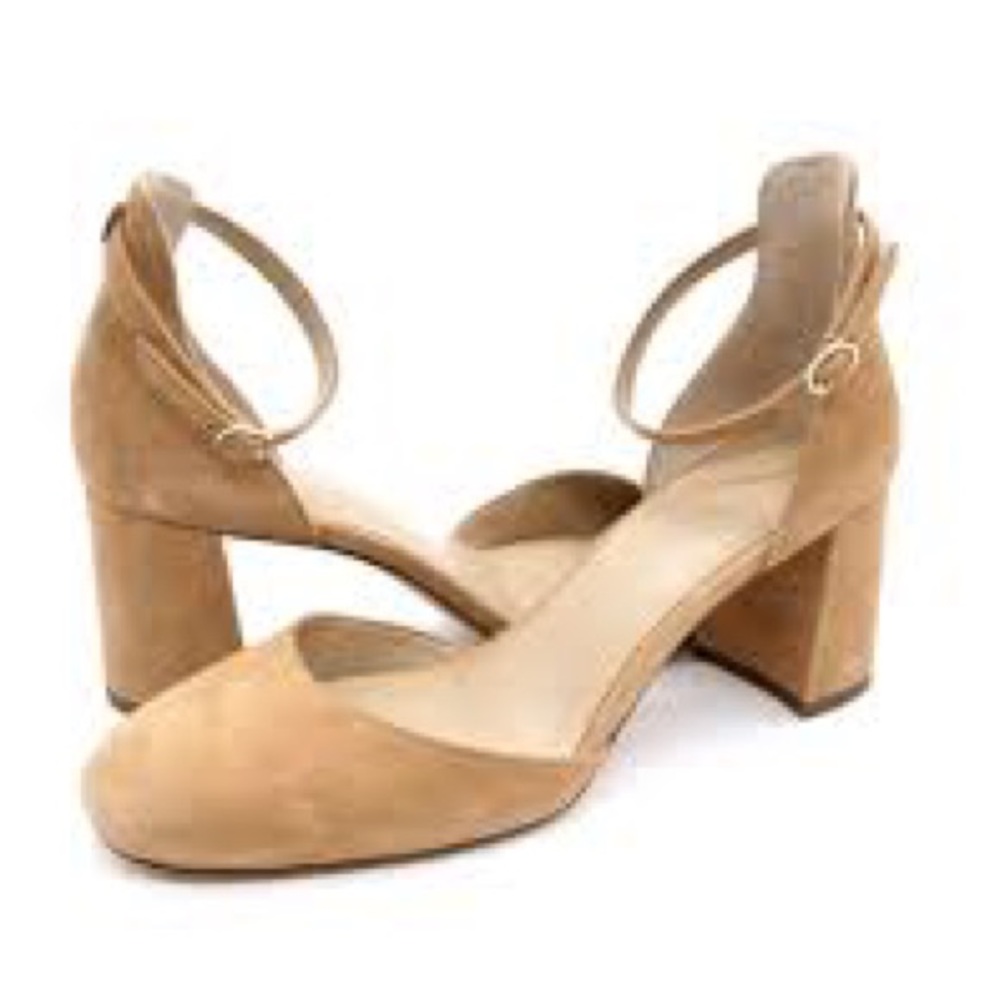 Ann Taylor suede ankle strap d’orsay pumps